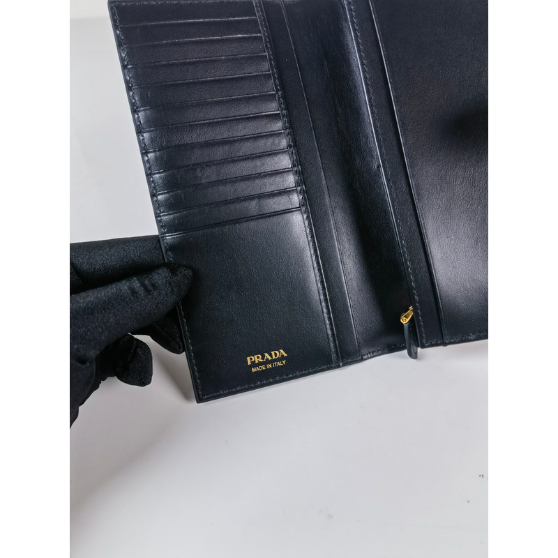 Pra*a large saffiano leather wallet black