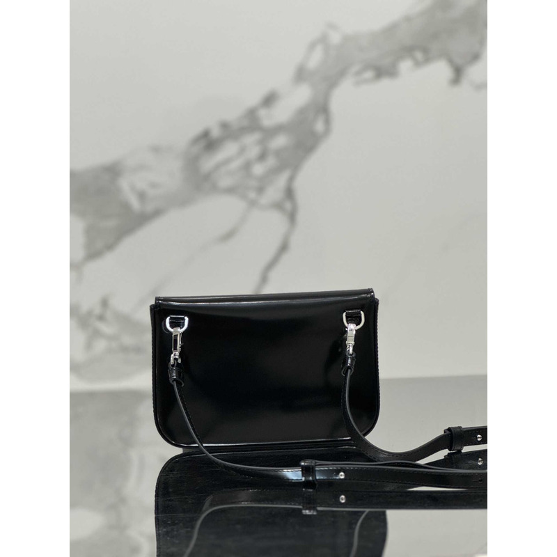 Pra*a brushed leather mini-bag with shoulder strap black