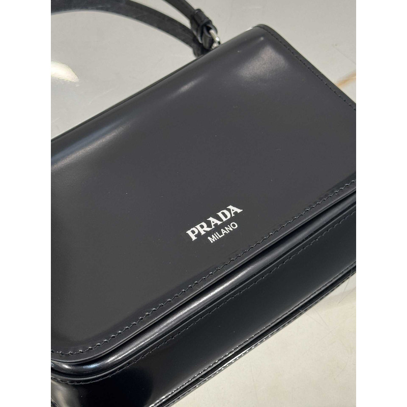 Pra*a brushed leather mini-bag with shoulder strap black