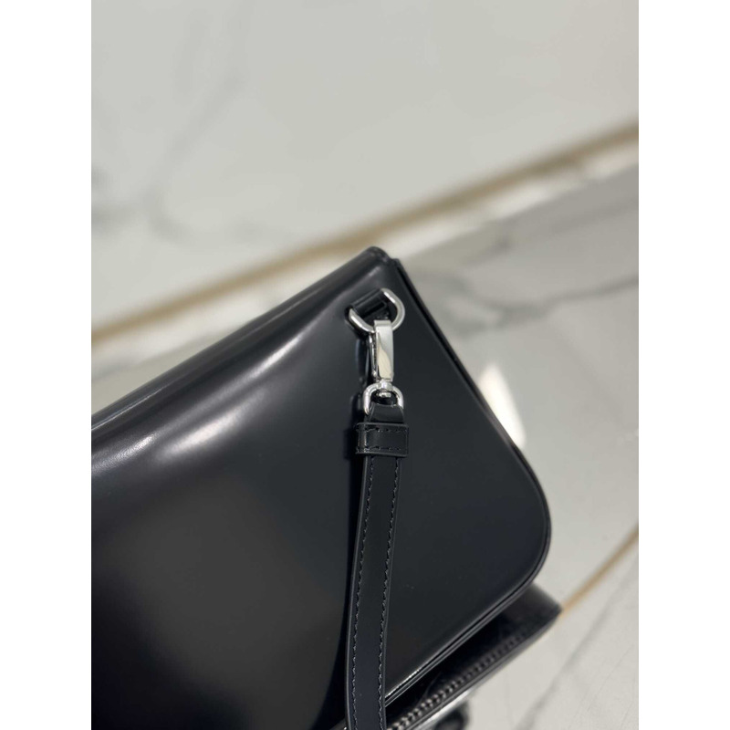 Pra*a brushed leather mini-bag with shoulder strap black