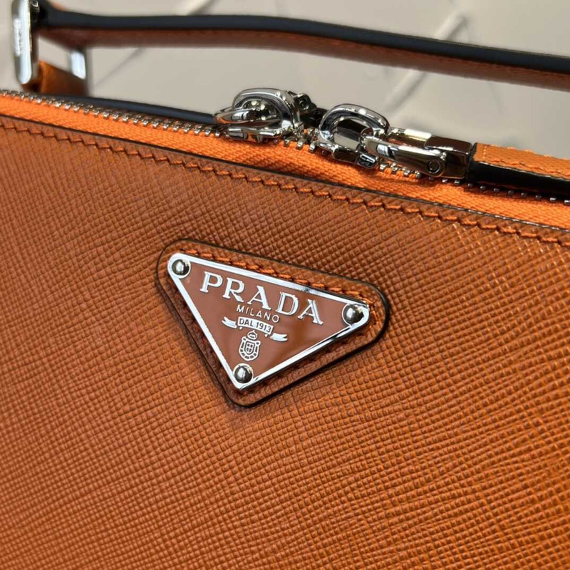 Pra*a medium brique saffiano leather bag papaya