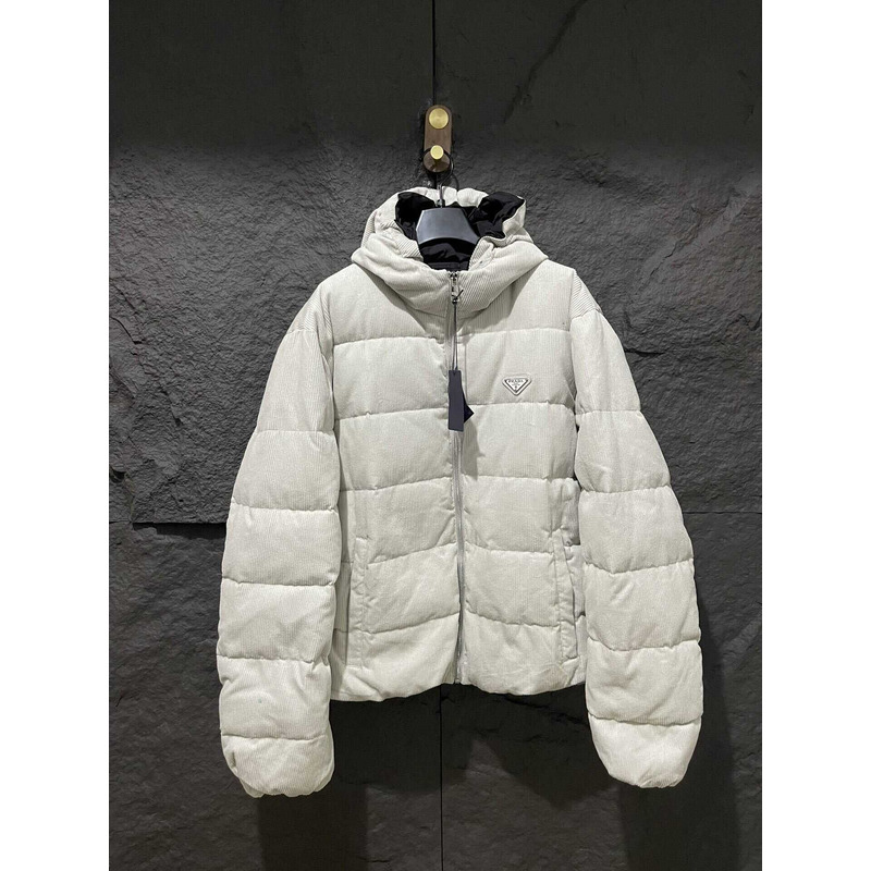 Pra*a cropped re-nylon down jacket white