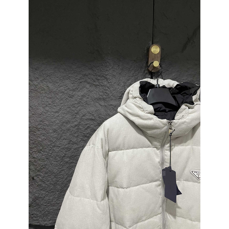 Pra*a cropped re-nylon down jacket white