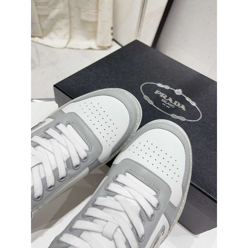 Pra*a downtown low top sneakers leather white grey