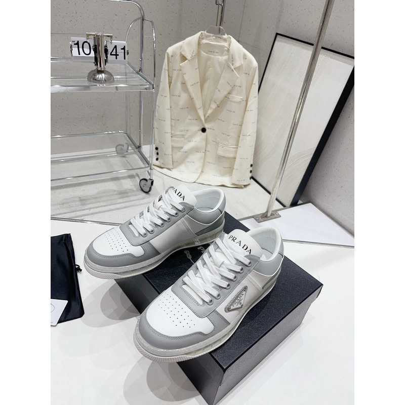 Pra*a downtown low top sneakers leather white grey