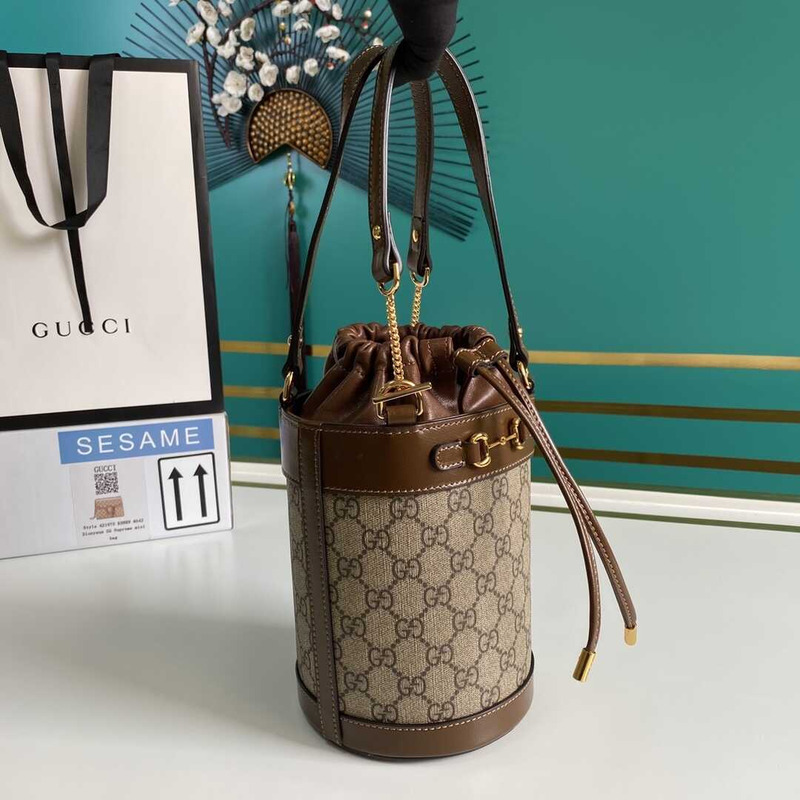 G*u*i horsebit 1955 bucket bag brown