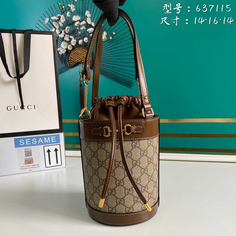 G*u*i horsebit 1955 bucket bag brown