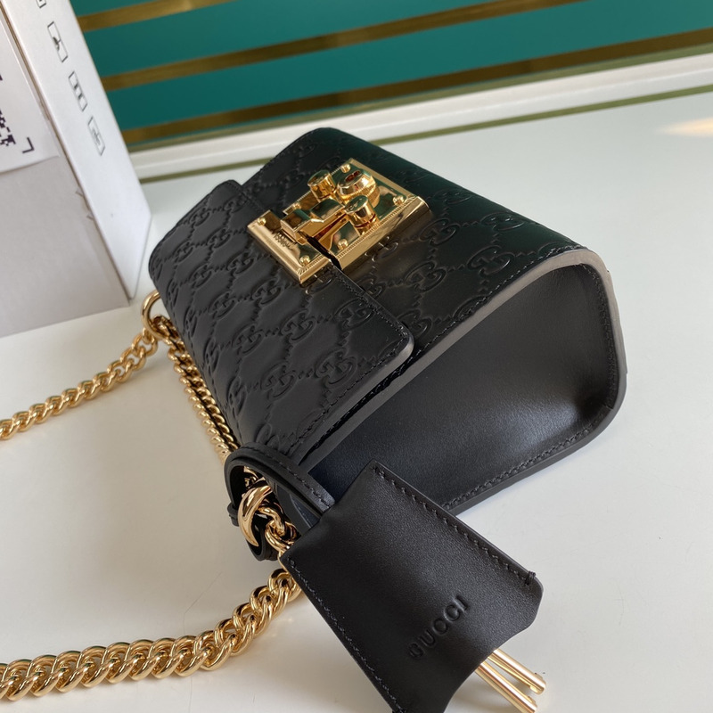 G*u*i padlock small gg shoulder bag black