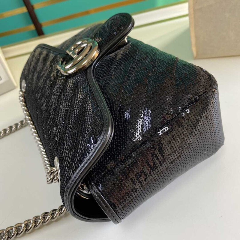 G*u*i gg marmont sequined medium shoulder bag black