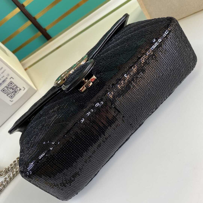 G*u*i gg marmont sequined medium shoulder bag black