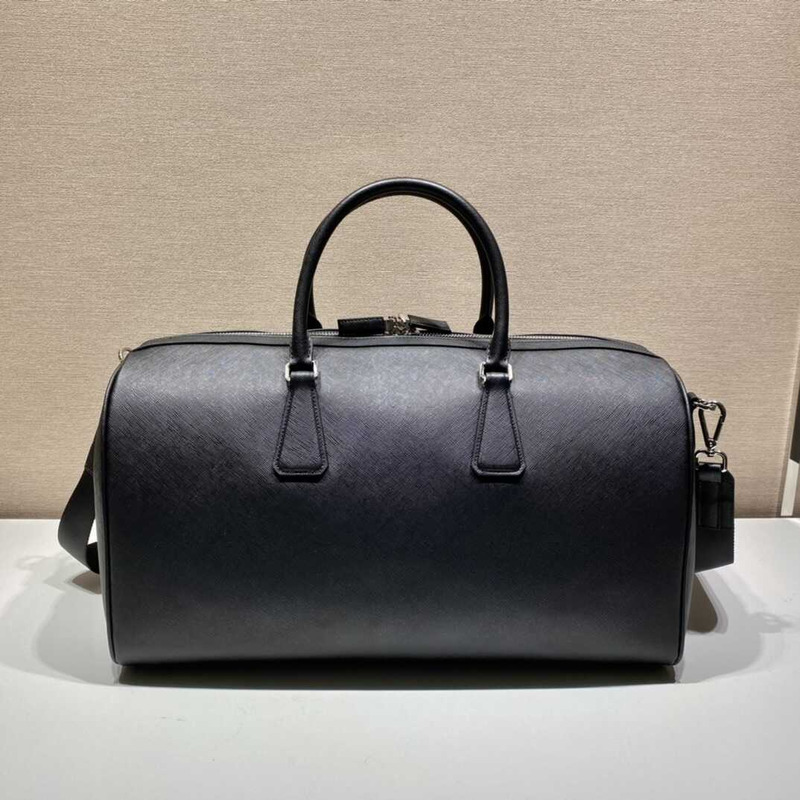 Pra*a saffiano leather travel bag black