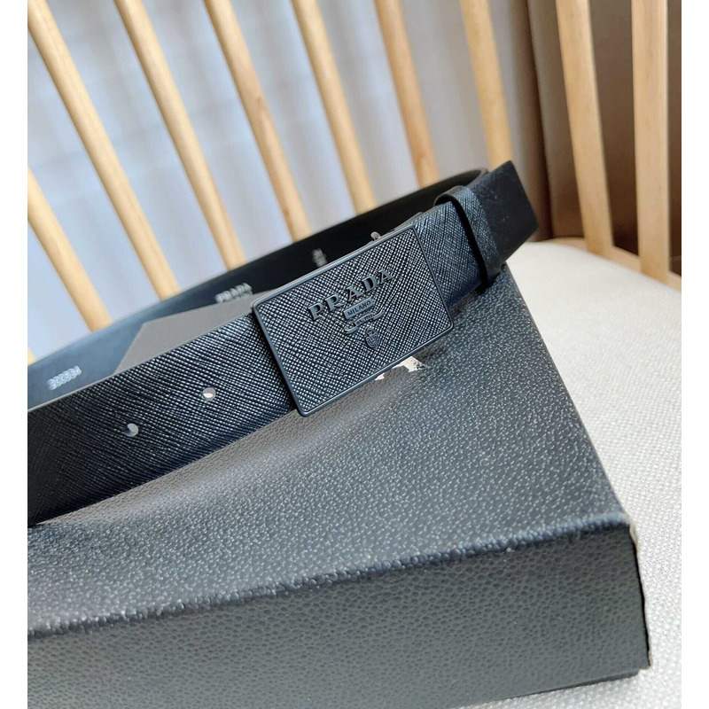 Pra*a saffiano leather belt black