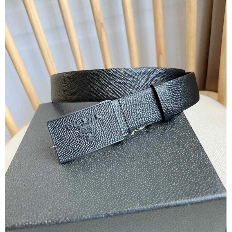 Pra*a saffiano leather belt black