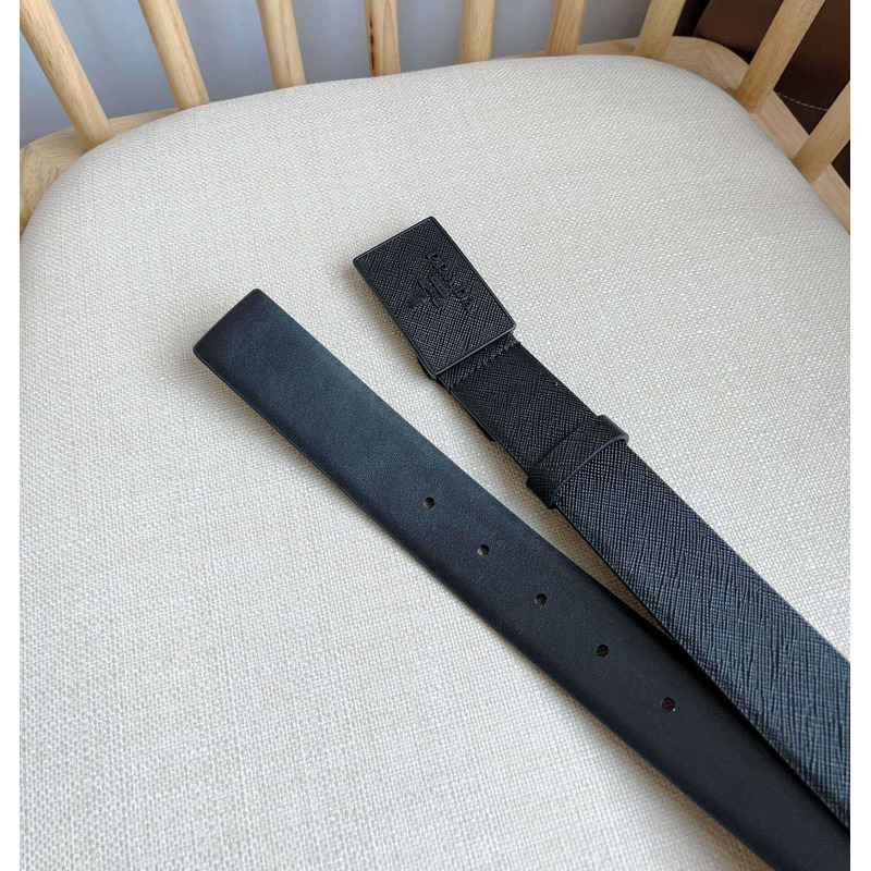 Pra*a saffiano leather belt black