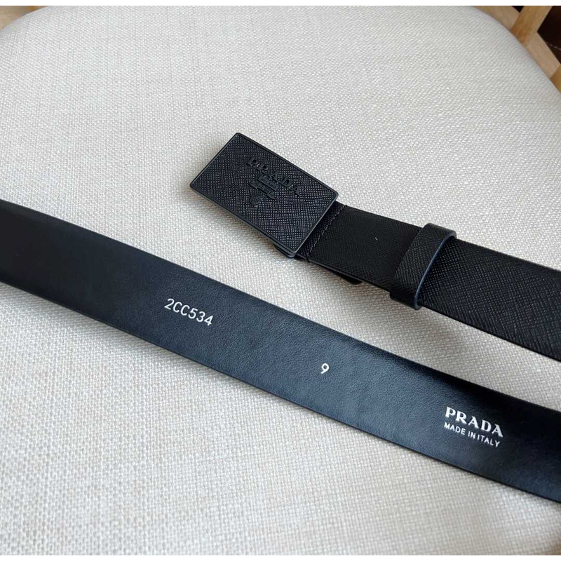 Pra*a saffiano leather belt black