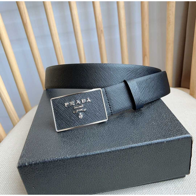 Pra*a saffiano leather belt black