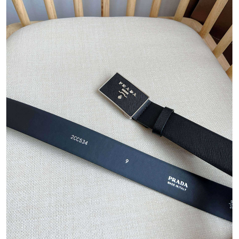 Pra*a saffiano leather belt black