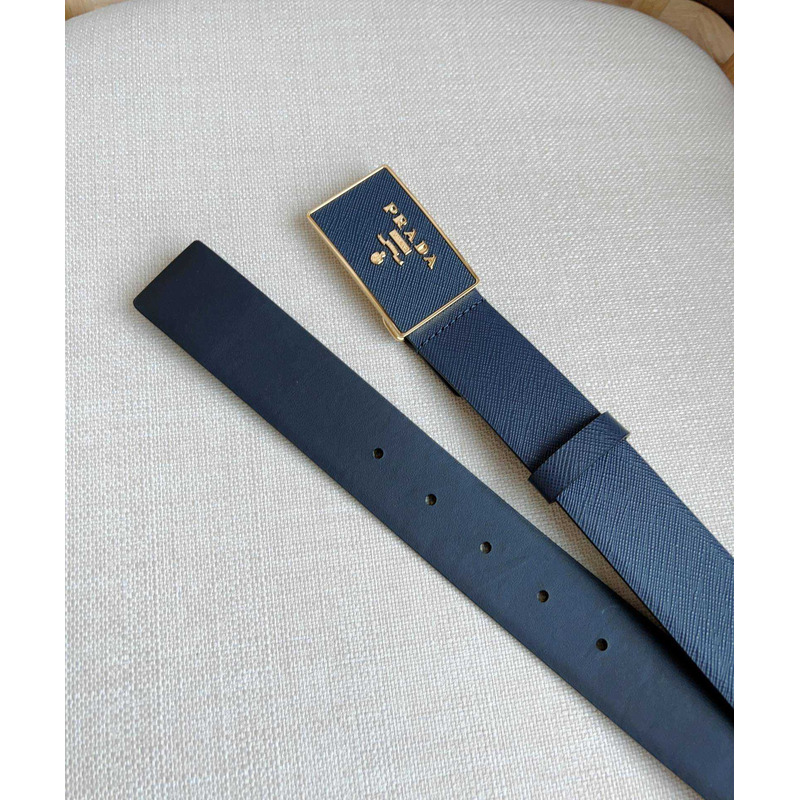 Pra*a saffiano leather belt bright blue