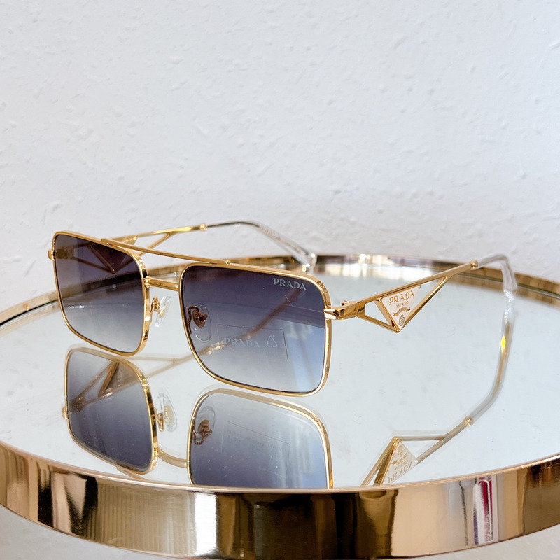 Pra*a sunglasses with triangle logo golden metal