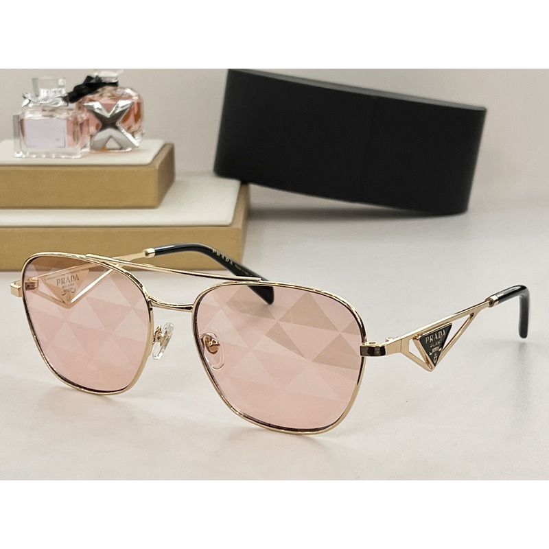 Pra*a sunglasses with triangle logo pink lenses with pattern