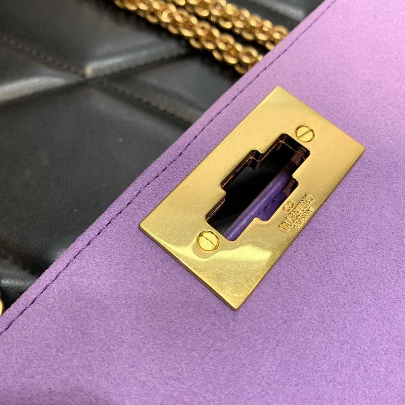 Valentino Small Garavani Roman Stud Rhinestone Embellished Shoulder Bag Purple