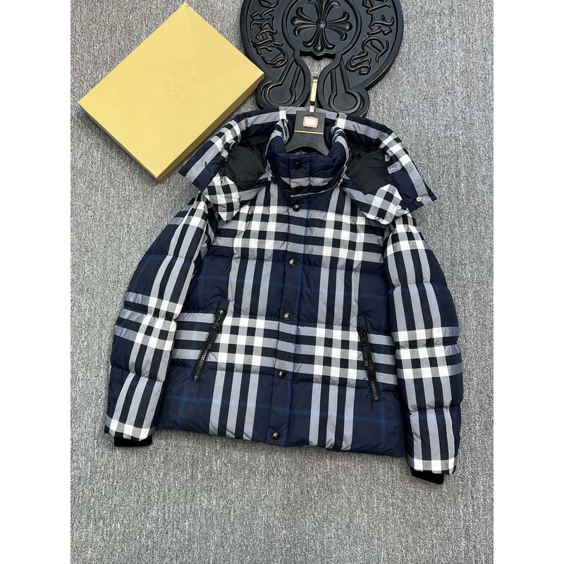 B**rry plaid down jacket white/dark charcoal blue