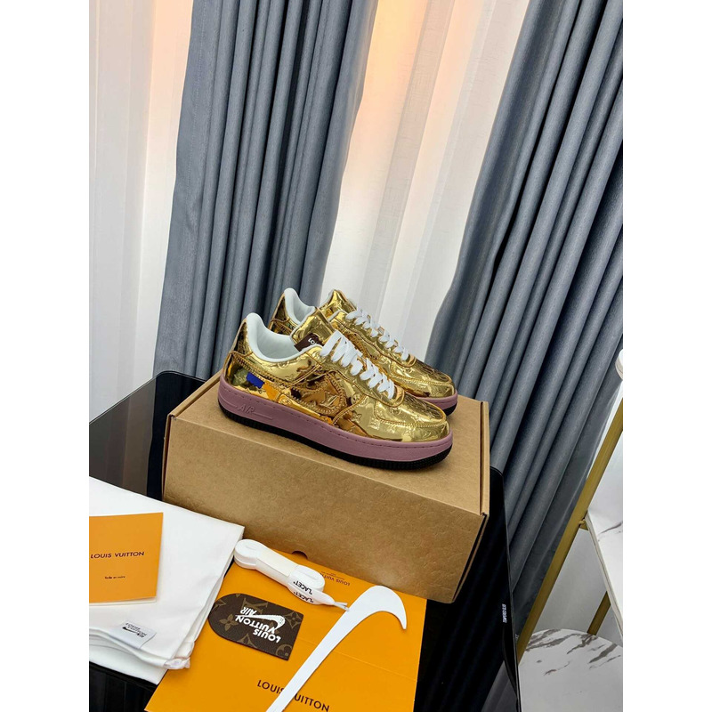 l**is V*t*n x nike air force 1 sneakers gold