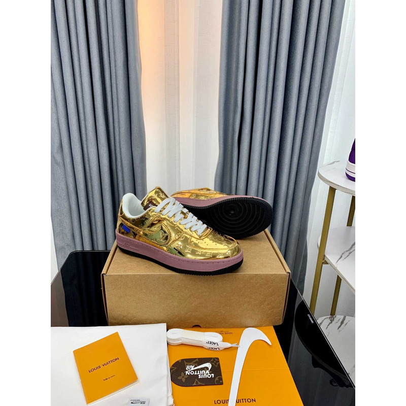 l**is V*t*n x nike air force 1 sneakers gold