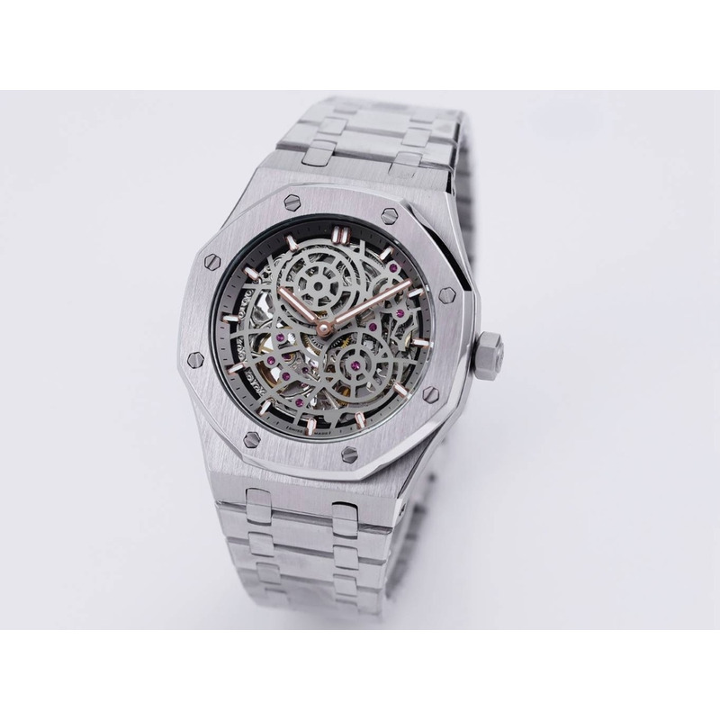 Audemars Piguet Royal Oak Openworked Steel Mens Watch Sliver