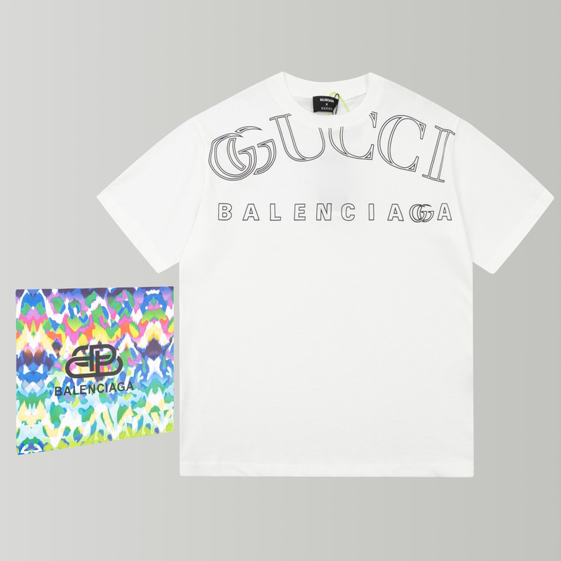 g*u*i x Ba*len*cia*ga cotton t shirt white