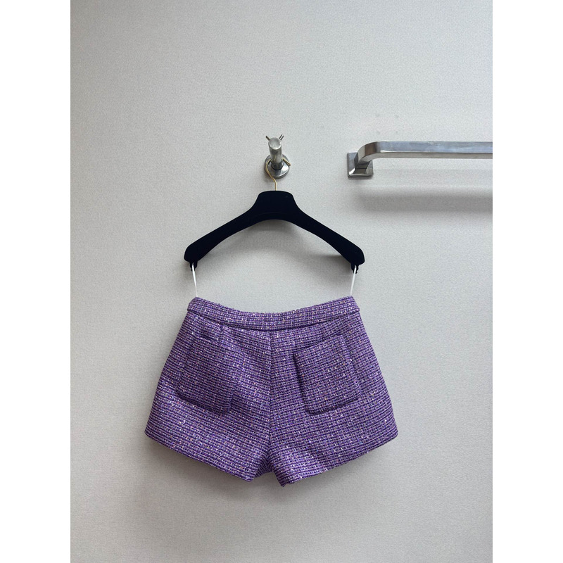 Ch*el glittered tweed vest and shorts purple & silver