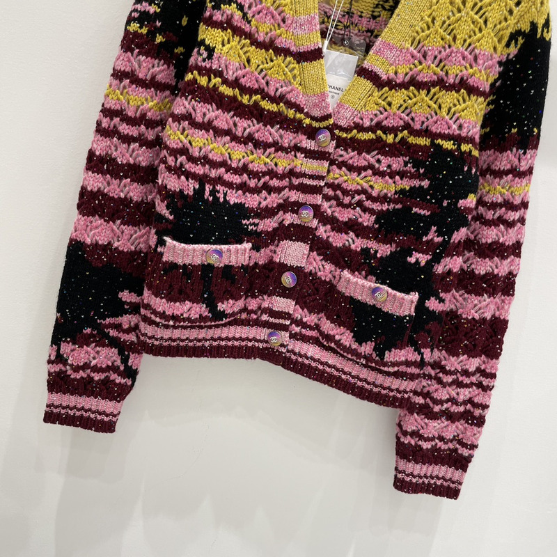 Ch*el cable knit cardigan multicolor