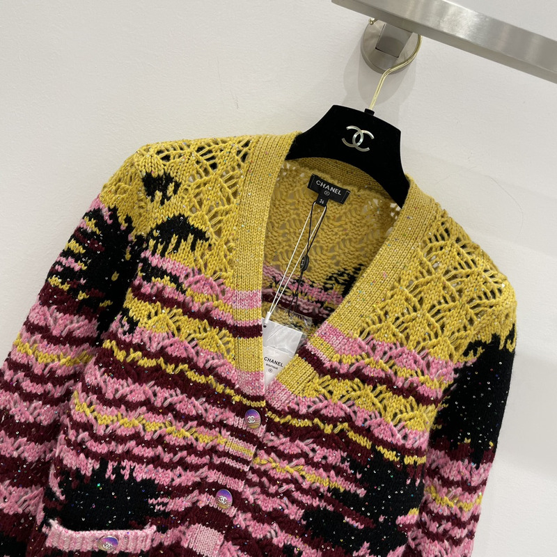 Ch*el cable knit cardigan multicolor