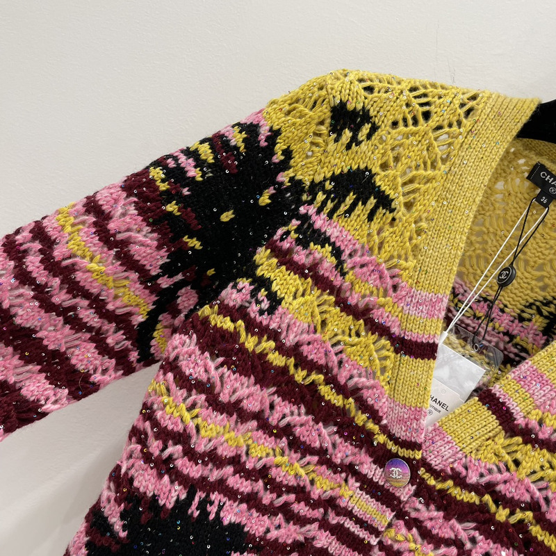 Ch*el cable knit cardigan multicolor