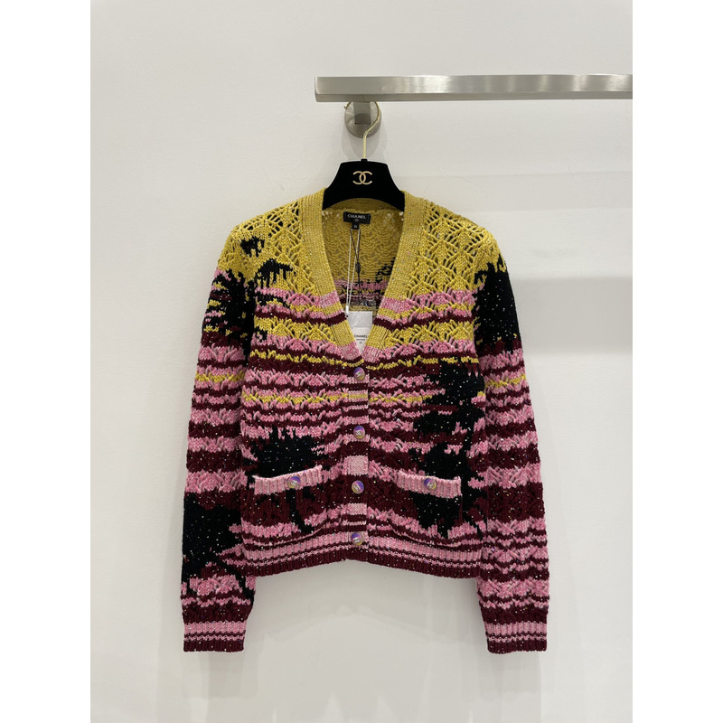 Ch*el cable knit cardigan multicolor