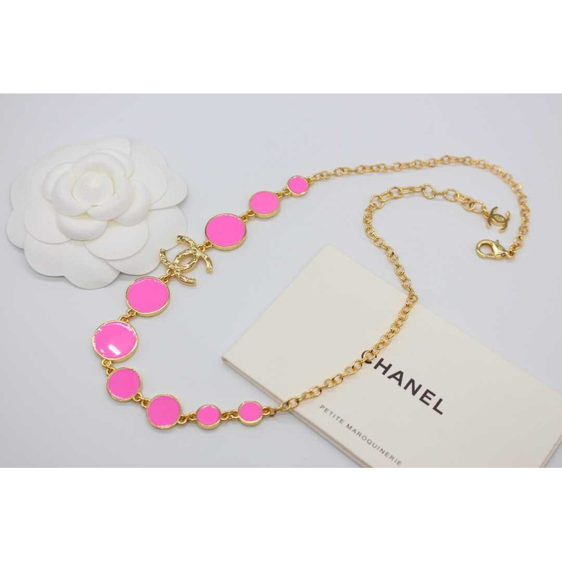 Ch*el necklace metal gold black and pink