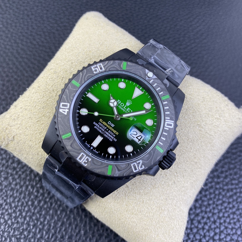 Rolex Submariner DIW 40mm 904L DLC/DLC Grn/Blk Dial VSF VS3135