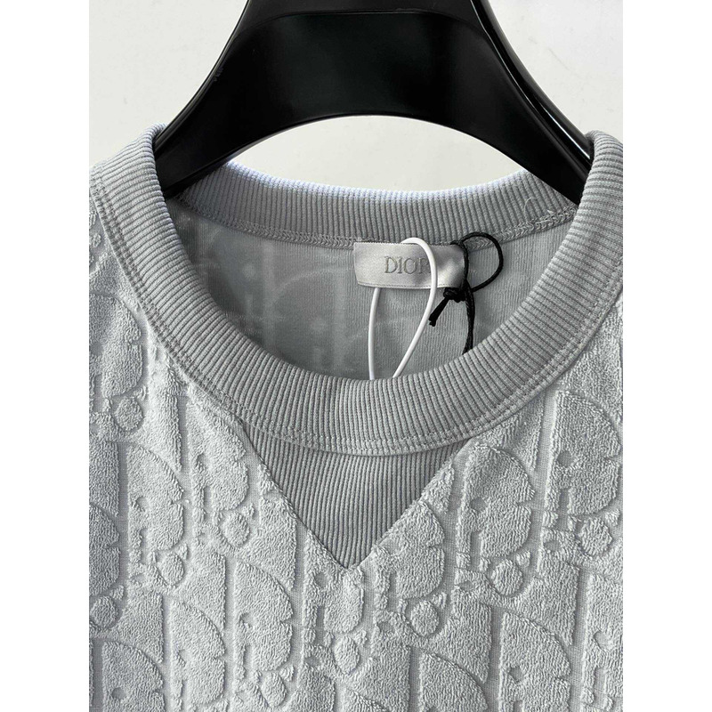 D*or oblique relaxed-fit cotton jacquard t-shirt t-shirt grey