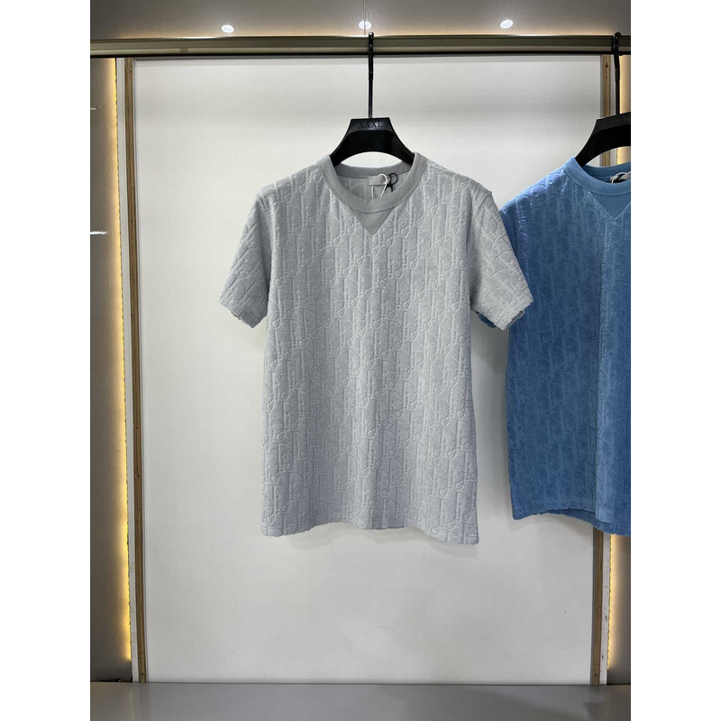 D*or oblique relaxed-fit cotton jacquard t-shirt t-shirt grey