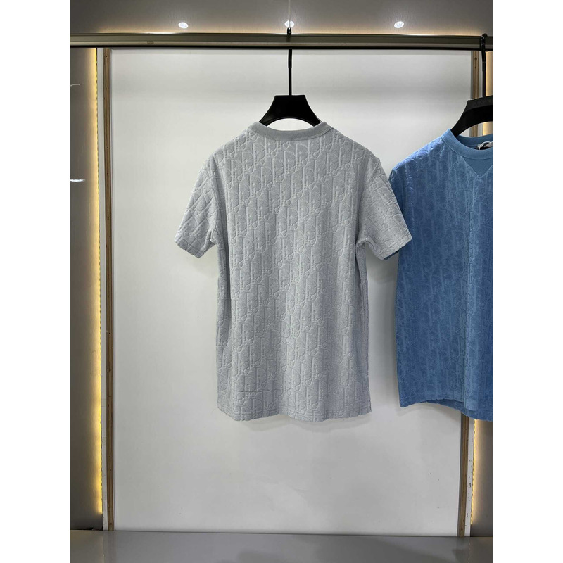 D*or oblique relaxed-fit cotton jacquard t-shirt t-shirt grey