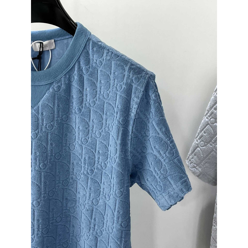 D*or oblique relaxed-fit cotton jacquard t-shirt blue