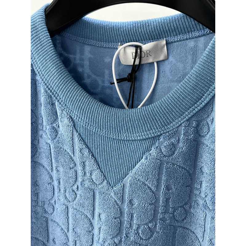 D*or oblique relaxed-fit cotton jacquard t-shirt blue