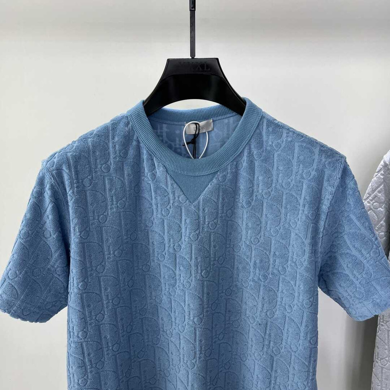 D*or oblique relaxed-fit cotton jacquard t-shirt blue