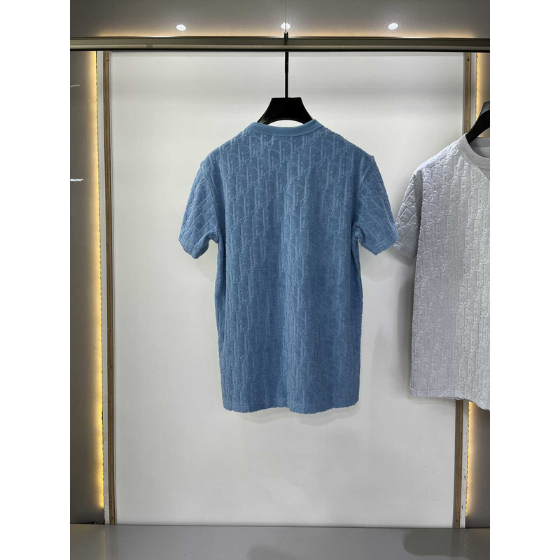 D*or oblique relaxed-fit cotton jacquard t-shirt blue