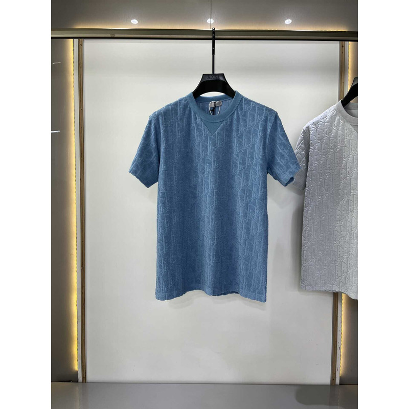 D*or oblique relaxed-fit cotton jacquard t-shirt blue