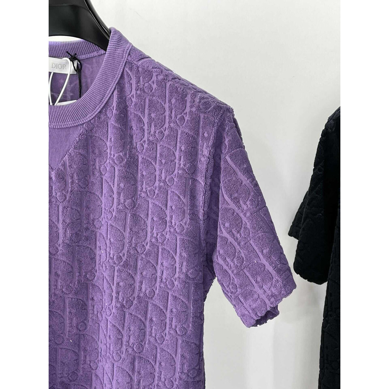 D*or oblique relaxed-fit cotton jacquard t-shirt purple