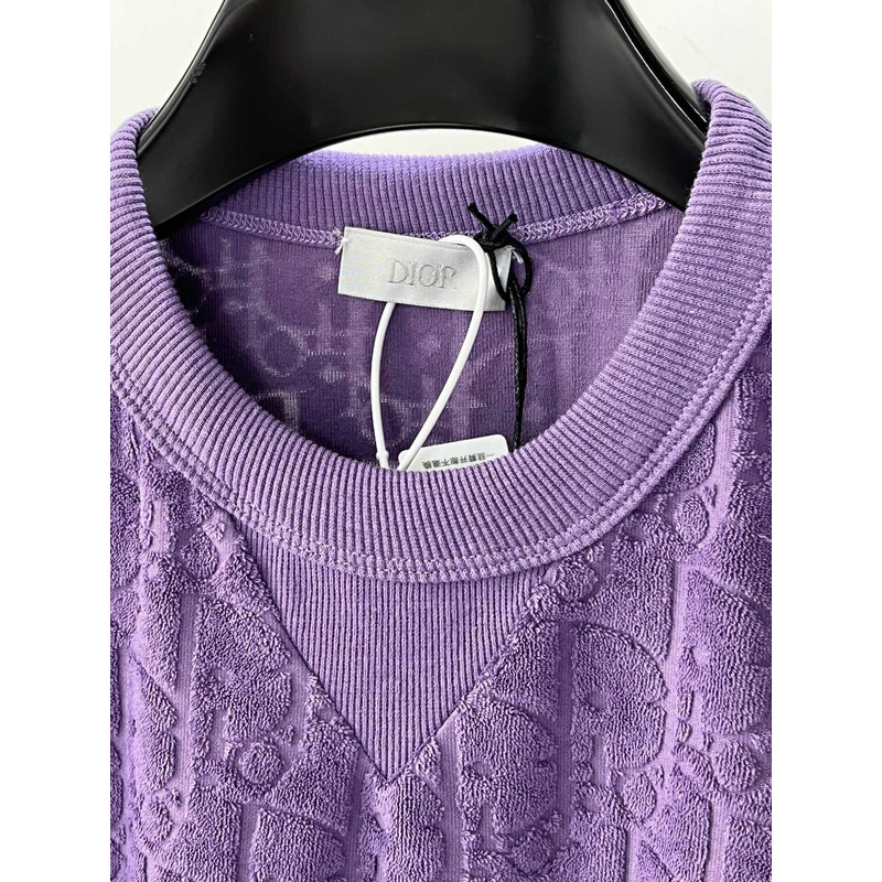 D*or oblique relaxed-fit cotton jacquard t-shirt purple