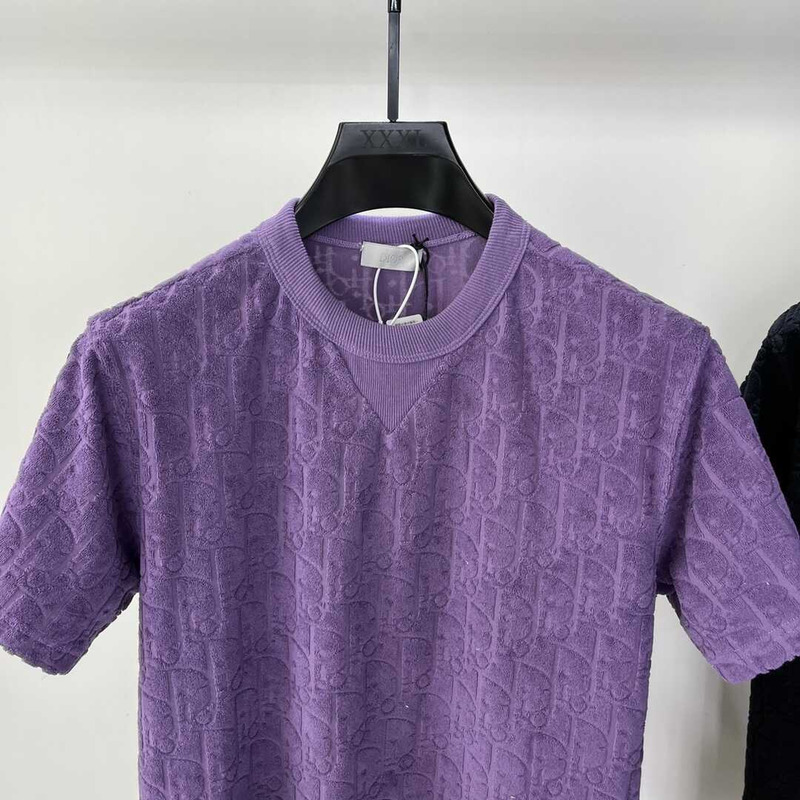 D*or oblique relaxed-fit cotton jacquard t-shirt purple