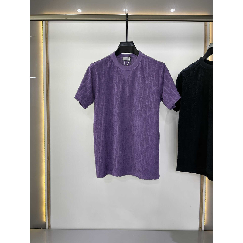 D*or oblique relaxed-fit cotton jacquard t-shirt purple