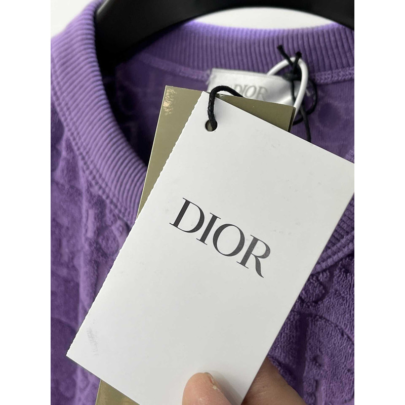 D*or oblique relaxed-fit cotton jacquard t-shirt purple